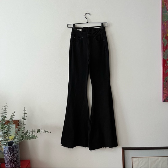 Free People Cherie Curvy Black Super Flare Lace-Up Jeans - Picture 2 of 7